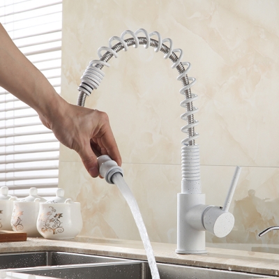 fashion single lever classic pull out sping white kitchen faucets, mixers taps and cold sink kitchen gyd-7004w