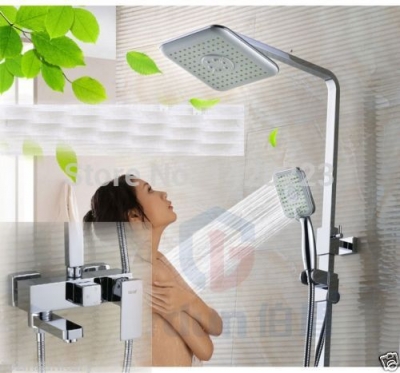 good quality wall mounted rainfall adjust height shower faucet set with hand shower chrome finished