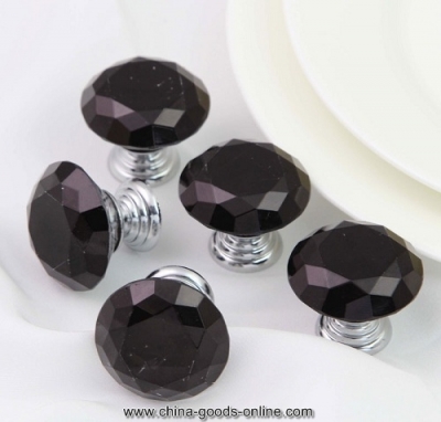 10 pieces crystal glass clear diamond cupboard wardrobe cabinet door handle knobs drawer for kitchen bedroom furniture black