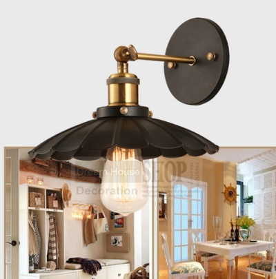 110-220v retro vintage ancient black vintage iron wall lamps personalized umberlla black lamp shade antique lamp whole price