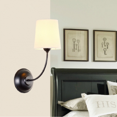 2015 modern simple led painted iron antique europe wall lamp american pastoral wall lamp with fabric lampshade