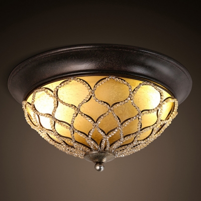 2016 dia38cm american creative net design simple led glass iron ceiling light for bedroom with 2pcs 3w original bulb
