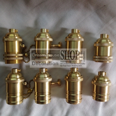 20pcs/lot edison copper knob switch e27 / e26 lamp holder dedicated copper lighting holders brass sockets