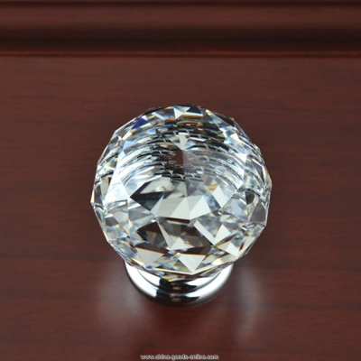 30mm diamond shape glass crystal door knob handle pull for cabinet drawer clear