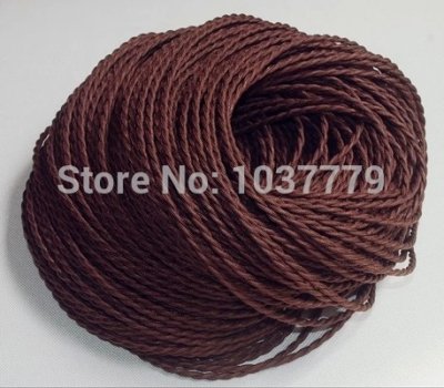 brown coffee braided tetxile fabric cable 50meters in one roll