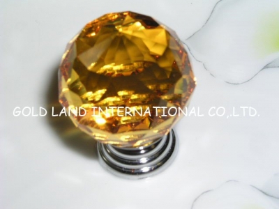 d35mm amber crystal glass kitchen door knob and handle/cupboard knobs