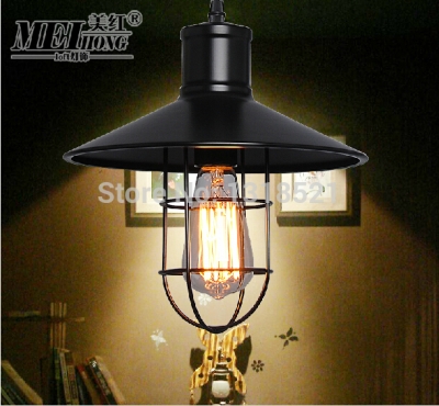 dia.30cm nobility pendant lights iron vintage pendant lamp with metal cover for restaurant coffee shop bar e27 black color
