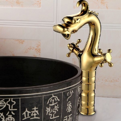 dragon new style bathroom basin sink faucet mixer tap golden color brass hand wash basin toilet faucet fg-01