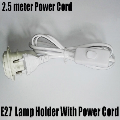 e27 base with 2.5m power cord half spiral e27 lamp holder, round plug and switch, no greater than ac250v 2.5a