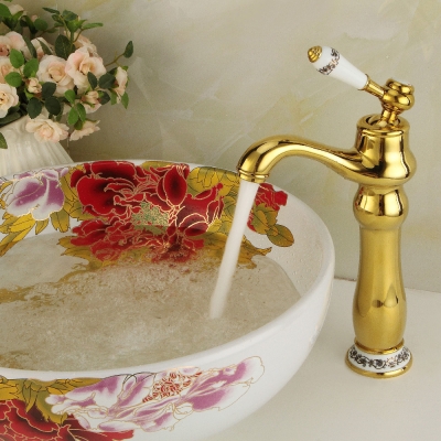golden bathroom faucet single white ceramic handle taps for washbasins sink faucets torneira banheiro