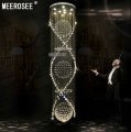 long spiral crystal ceiling light fixture lustre crystal light fitting for lobby, staircase, stairs, foyer large crystal lamp