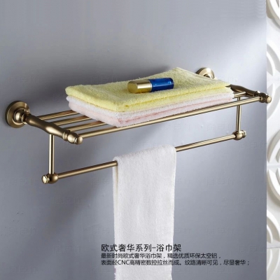 new arrival antique aluminum towel rod rack shelf towel rack fashion bathroom accessories luxury bath towel holder mj-7001