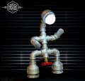 new vintage industrail iron robot water pipe desk lamp personality loft table lamp for cafe bar home lightings luminaria de mesa