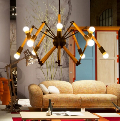 nordic simple modern cafe clothing store bar conference room creative expansion adjust wood spider ceiling lamp