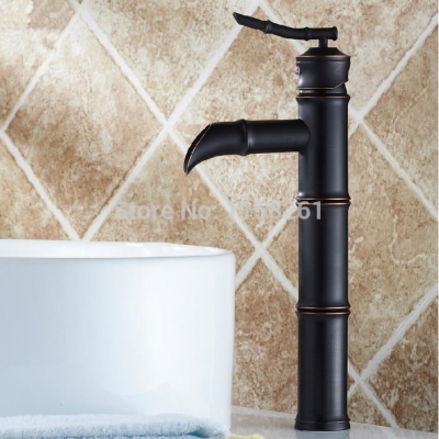 perfect bamboo oil rubbed bronze black finish bathroom basin mixer tap waterfall faucet sy-028r