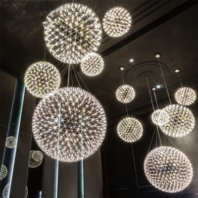 stainless steel pendant light led firework light ball moooi raimond restaurant living room 110-240v spherical droplight