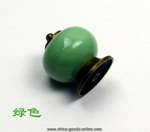 10pcs/lot green knobs ceramic door drawer cupboard pull handles dia 34mm