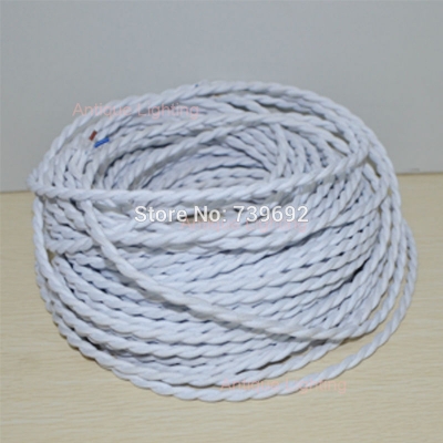 2* 0.75mm (50m/lot) new arrival vintage white color knitted cloth electrical wire/ retro twisted lamp cable
