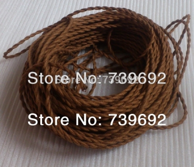 (2m/lot) new arrival retro wire, twisted pair, braided wire for edison pendant lights coffee color vintage lamp cable