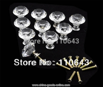 30pcs/lot whole 30mm diamond shape crystal glass cabinet knob cupboard drawer pull handle 34