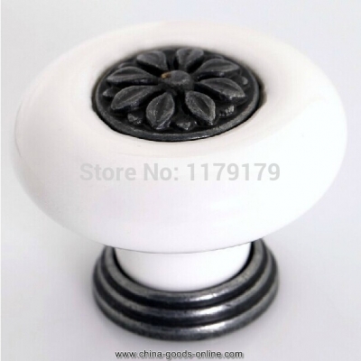 38mm white ceramic with zinc alloy antique drawer wine cabinet wardrobe cupboard dresser bedside table pulls knobs c095-b