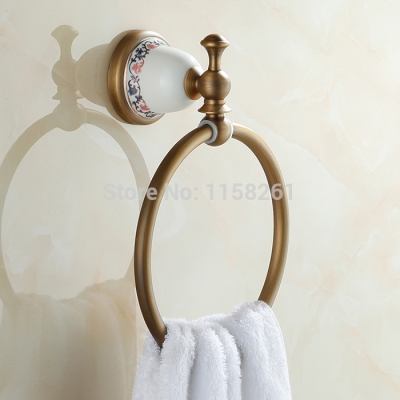 bathroom towel holder wall mounted bathroom towel ring ceramic antique brass towel hanger ring holder bath furniture xl-3316f