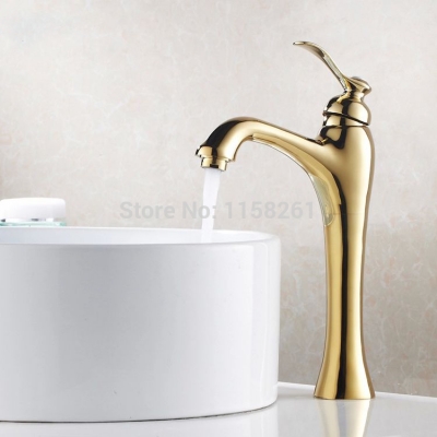 contemporary centerset single hole single handle brass basin faucet mixer tap golden finish bath faucets hj-6639k