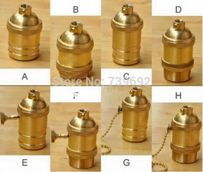 copper lamp holder for vintage light bulb pendant light edison retro 8 types lamp base with knob switch,zipper