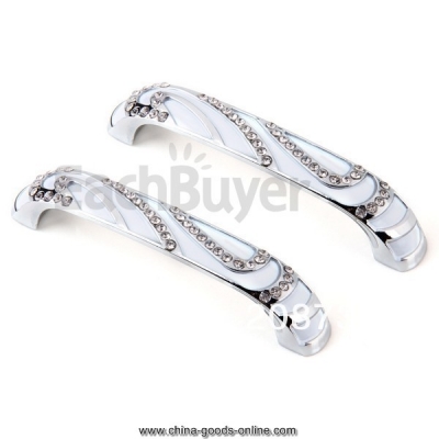 crystal glass zinc alloy arch cabinet drawer door pull handles 96mm