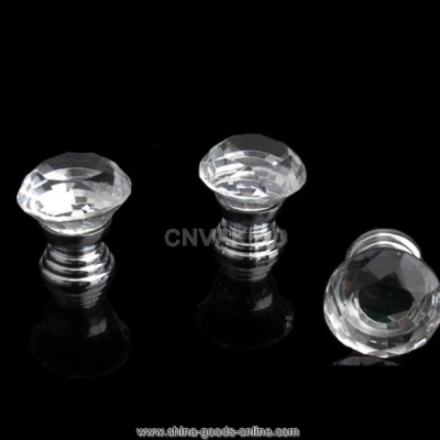 #cu3 pack of 10 crystal glass 30mm diamond shape cabinet knob drawer pull hand