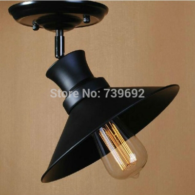 dia.24*h22cm antique black metal iron creative and retro ceiling lights for restaurant club with vintage lampshade