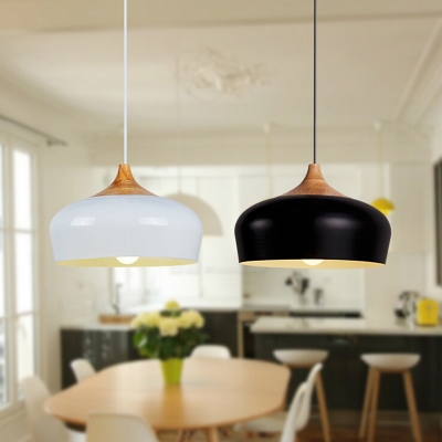 modern pendant light wood and aluminum lamp black/ white restaurant bar coffee dining room wood hanging lighting light fixture
