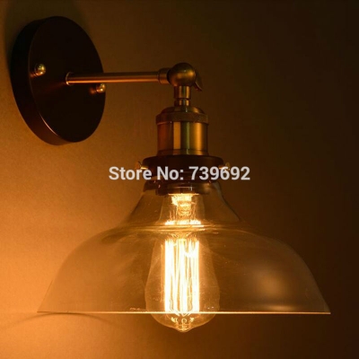 novelty vintage indoor copper lampholder glass clear lampshade up&down ceiling wall lamp light e27 for parlor