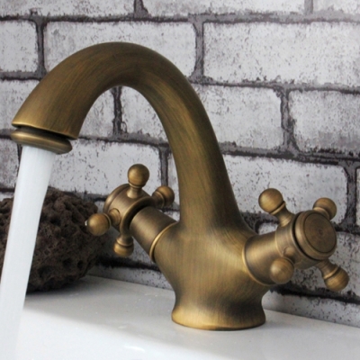 soild brass bronze double handle control antique faucet kitchen bathroom basin mixer tap robinet antique