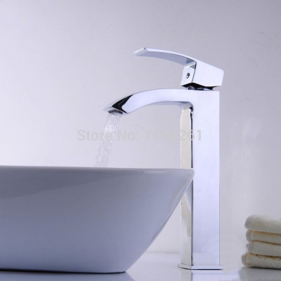 whole and retail promotion deck mounted chrome brass square bathroom basin faucet vanity sink mixertap hj-8070