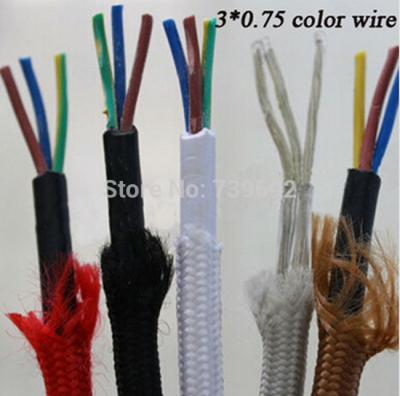 10m/lot braided 3 core electrical cord vintage lamp electrical wire copper wire diy accessories pendant light electrical wire