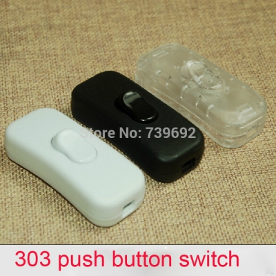 (10pcs/lot) two-thread black,transparent,button switch 303 lamp wire rocker switch diy table lamp floor lamp switch