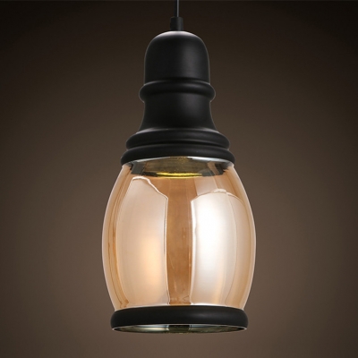 2016 american dia14cm 1 head iron plated amber glass led pendant light with 3w led e27 bulb