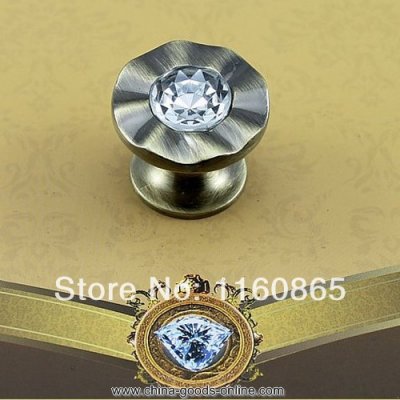 32 mm diamond crystal antique cabinet drawer pull handle knob with screws whole