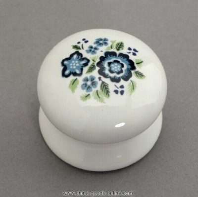32mm ceramic kichen cabinet knobs blue flower ceramic drawer dresser cupboard furniture handeles pulls knobs 1533-32