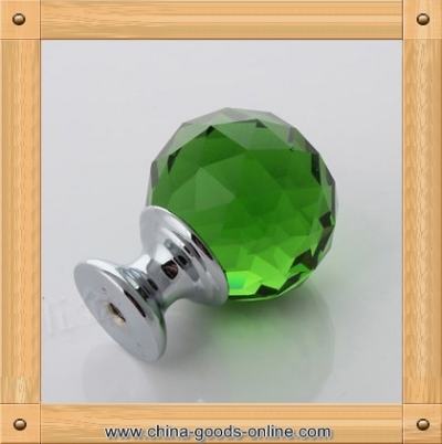 4pcs single hole round knob zinc alloy crystal diamond knob drawer knob green color [Door knobs|pulls-779]