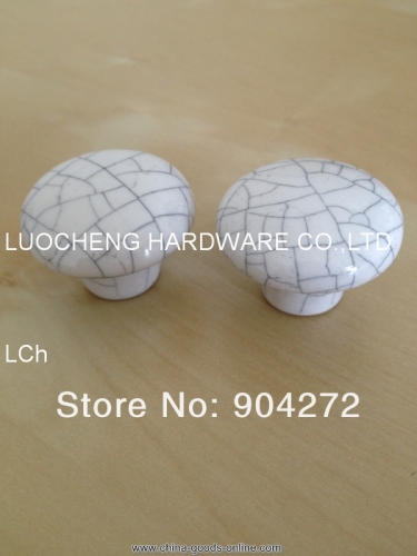 50 pcs/lot 38mm crackle white ceramic knob ceramic handles cabinet knob door knobs zinc knobs