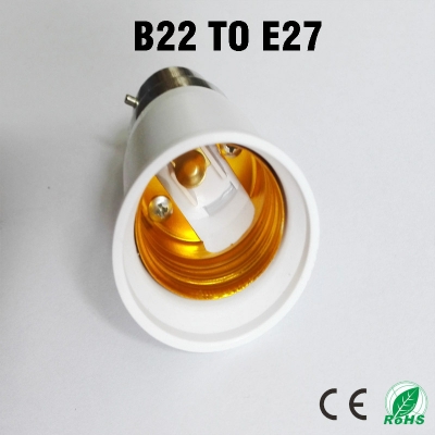 5pcs/lot led light bulb b22 to e27 base lamp holder conversion adapter ; colour and lustre is white