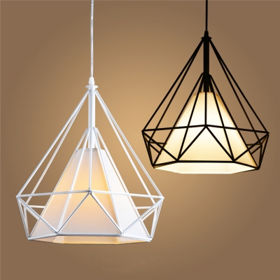 american industrial loft vintage geometric cage pendant lights for dining room iron black e27 edison bulb home decoration lamp