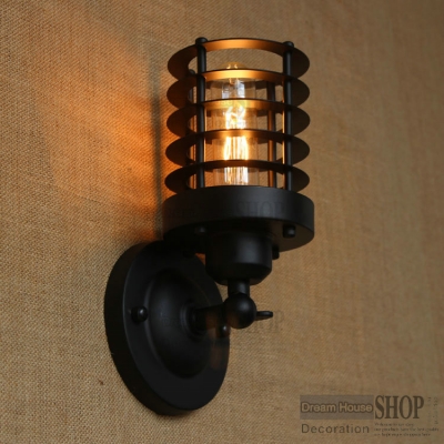 american industry lampshade wall lamps retro vintage lamp-chimney edison light bulb fixture cage