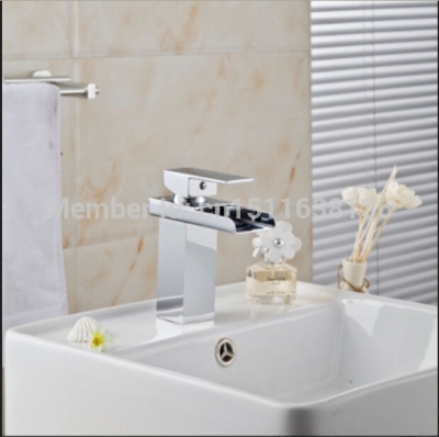 best quality bathroom waterfall basin faucet single handle hole vanity sink mixer tap chrome finish