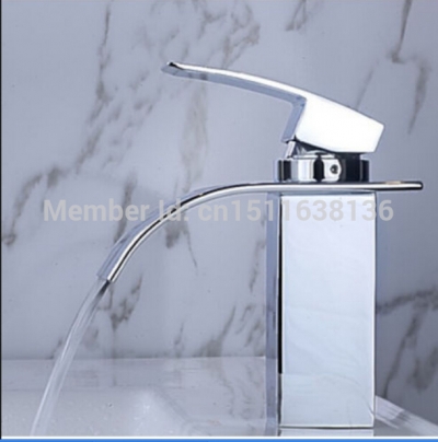 best quality polished chrome brass waterfall bathroom basin faucet single handle hole vanity sink mixer tap