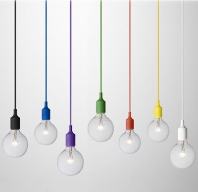 colorful silica gel pendant light multicolour pendant light line e27 lamp set silica gel bulb knitted fabric hanging wire