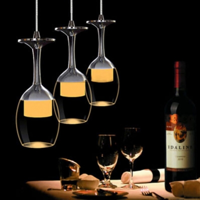creative single head led pendant light acrylic wine glass pendant lamp restaurant dining room droplight bar warm white led light