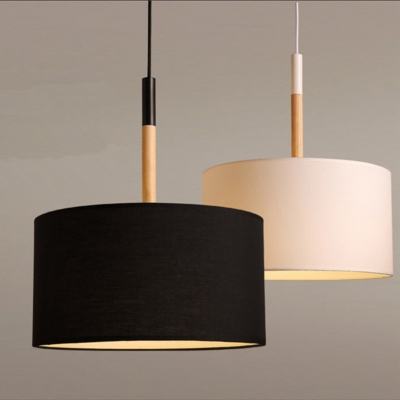 modern creative simple bedroom fabric lampshades wood led pendant lights with original led bulb